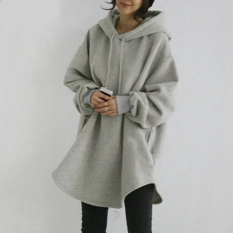 BerryBetty - Women's Hoodies Long Sleeve Sweatshirts Autumn Casual Solid Loose Long Drawstring Pullovers Oversized Streetwear