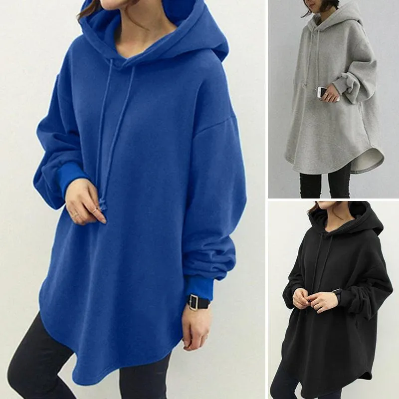 BerryBetty - Women's Hoodies Long Sleeve Sweatshirts Autumn Casual Solid Loose Long Drawstring Pullovers Oversized Streetwear