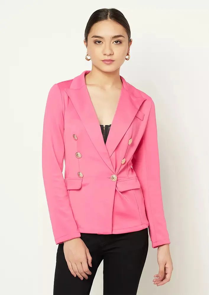 Black Fitted Double-breasted Blazer