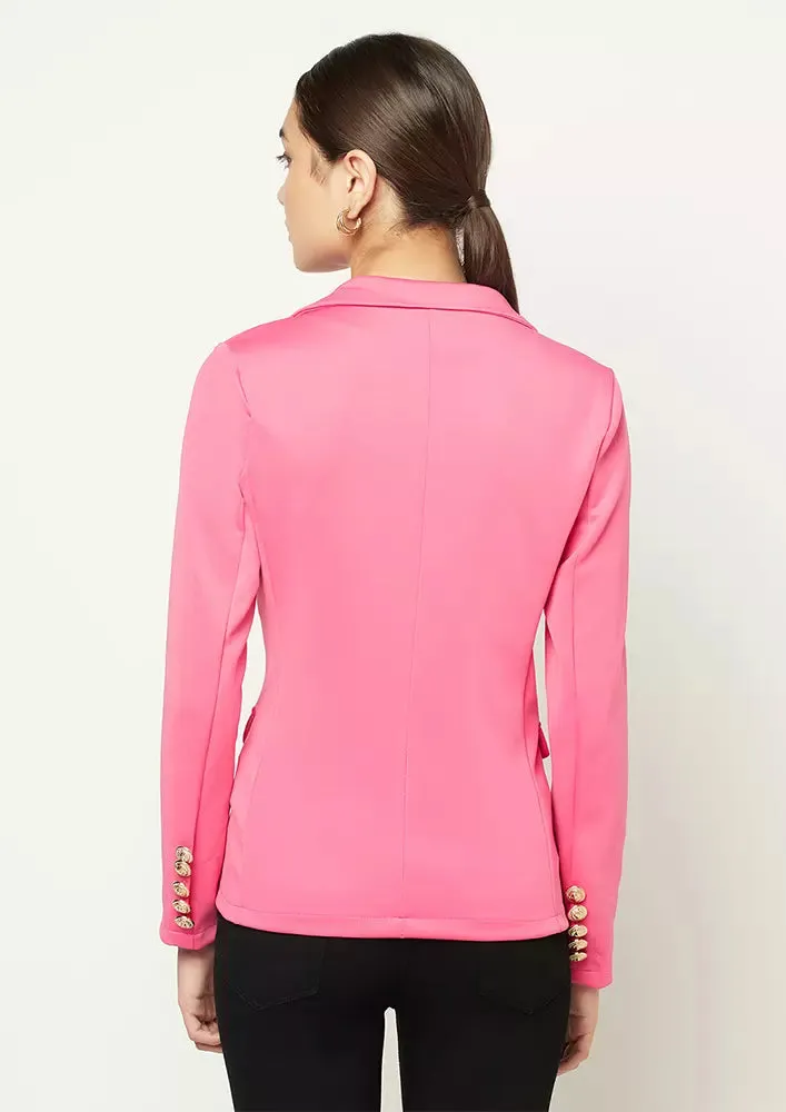 Black Fitted Double-breasted Blazer
