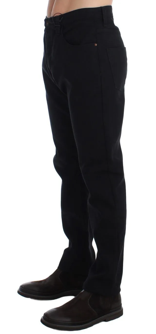Black Straight Cotton Stretch Denim Jeans