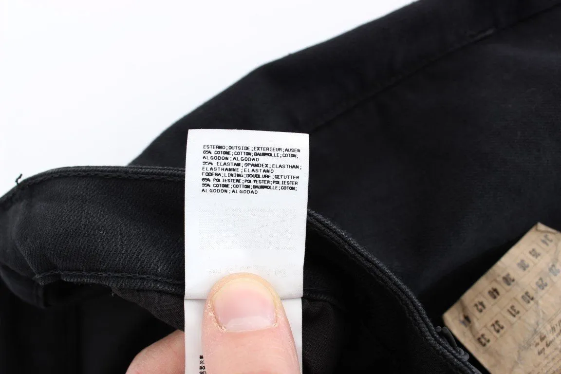 Black Straight Cotton Stretch Denim Jeans