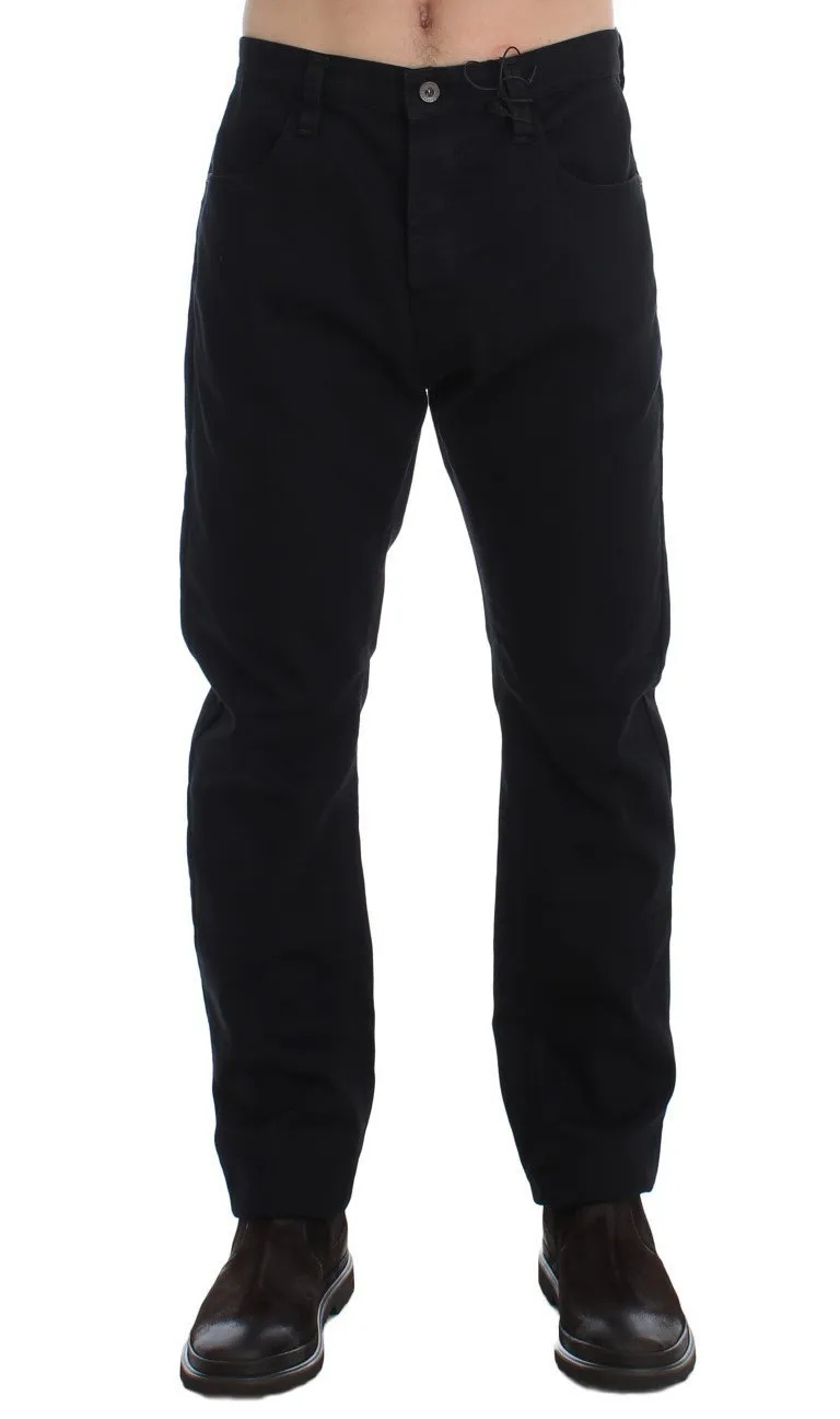 Black Straight Cotton Stretch Denim Jeans