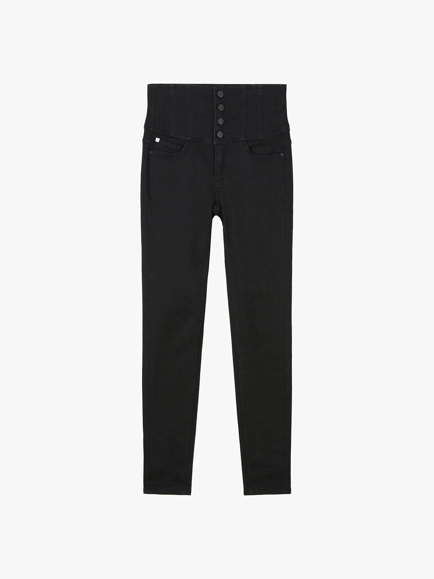 Black Super High Waisted Jeans With Four Buttons