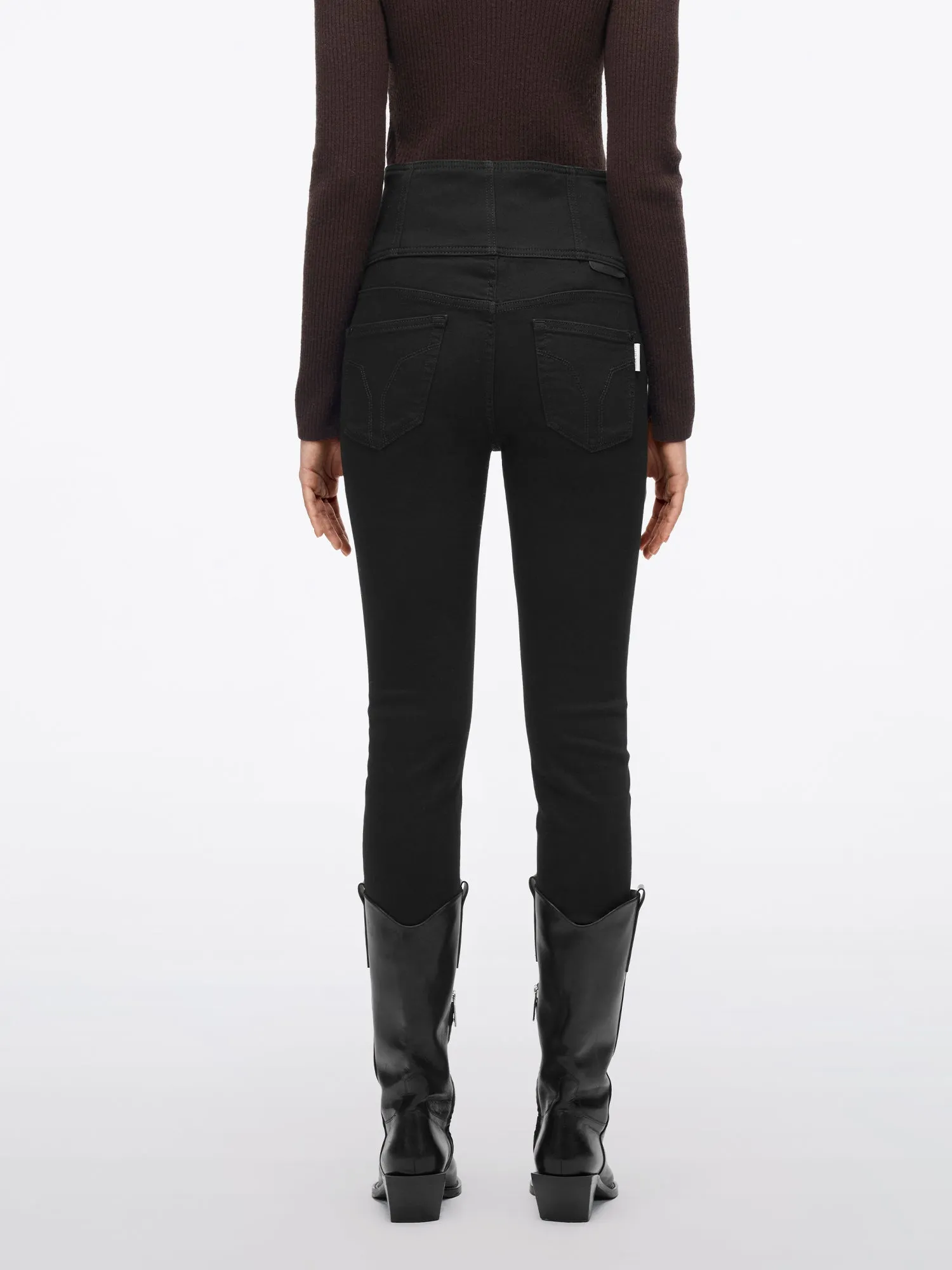 Black Super High Waisted Jeans With Four Buttons