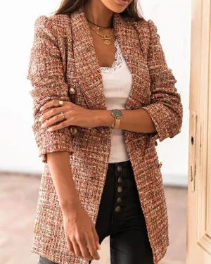 Blazer - Elegant Collection - Detailed Texture, Gold Buttons - Perfect for Work or Neat Occasion