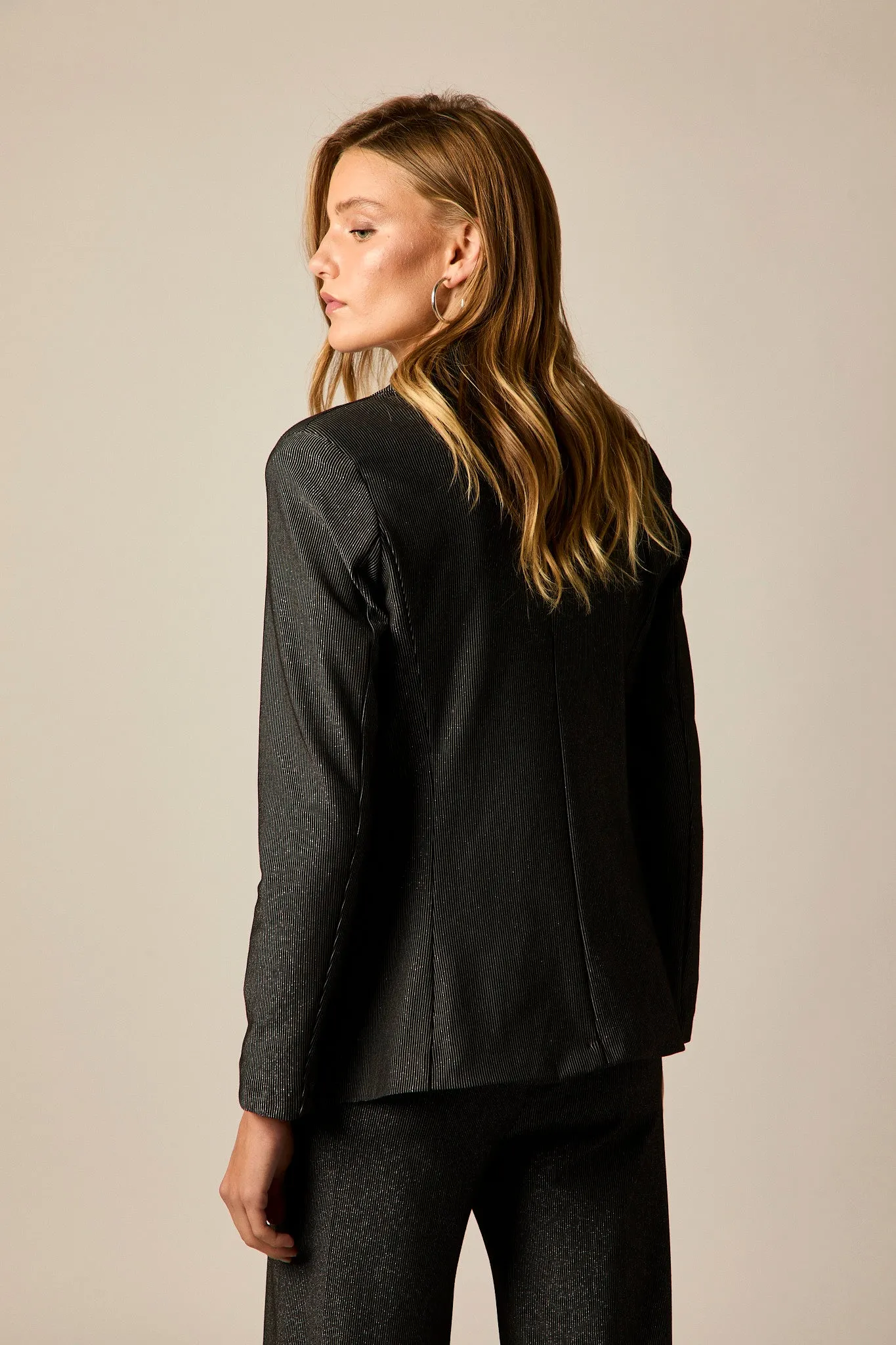 Blazer rayas hilo metalizado gris