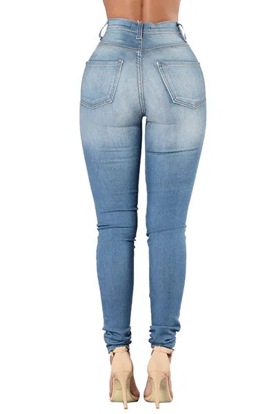 Blazin High Waist Ripped Blue Jean Plus