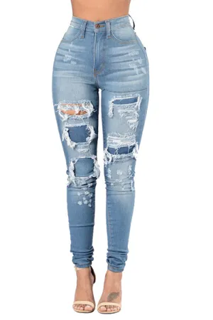 Blazin High Waist Ripped Blue Jean Plus