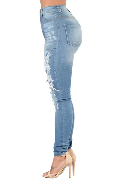 Blazin High Waist Ripped Blue Jean Plus