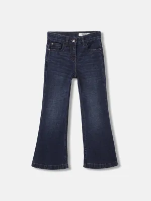 Blue Giraffe Girls Blue Solid Flared Jeans