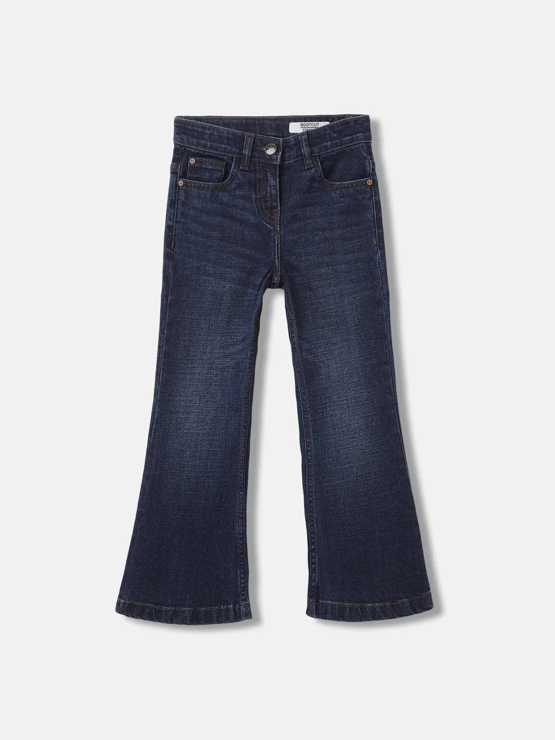 Blue Giraffe Girls Blue Solid Flared Jeans