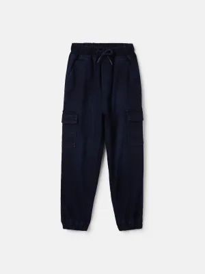 Blue Giraffe Kids Blue Jogger Fit Solid Jeans