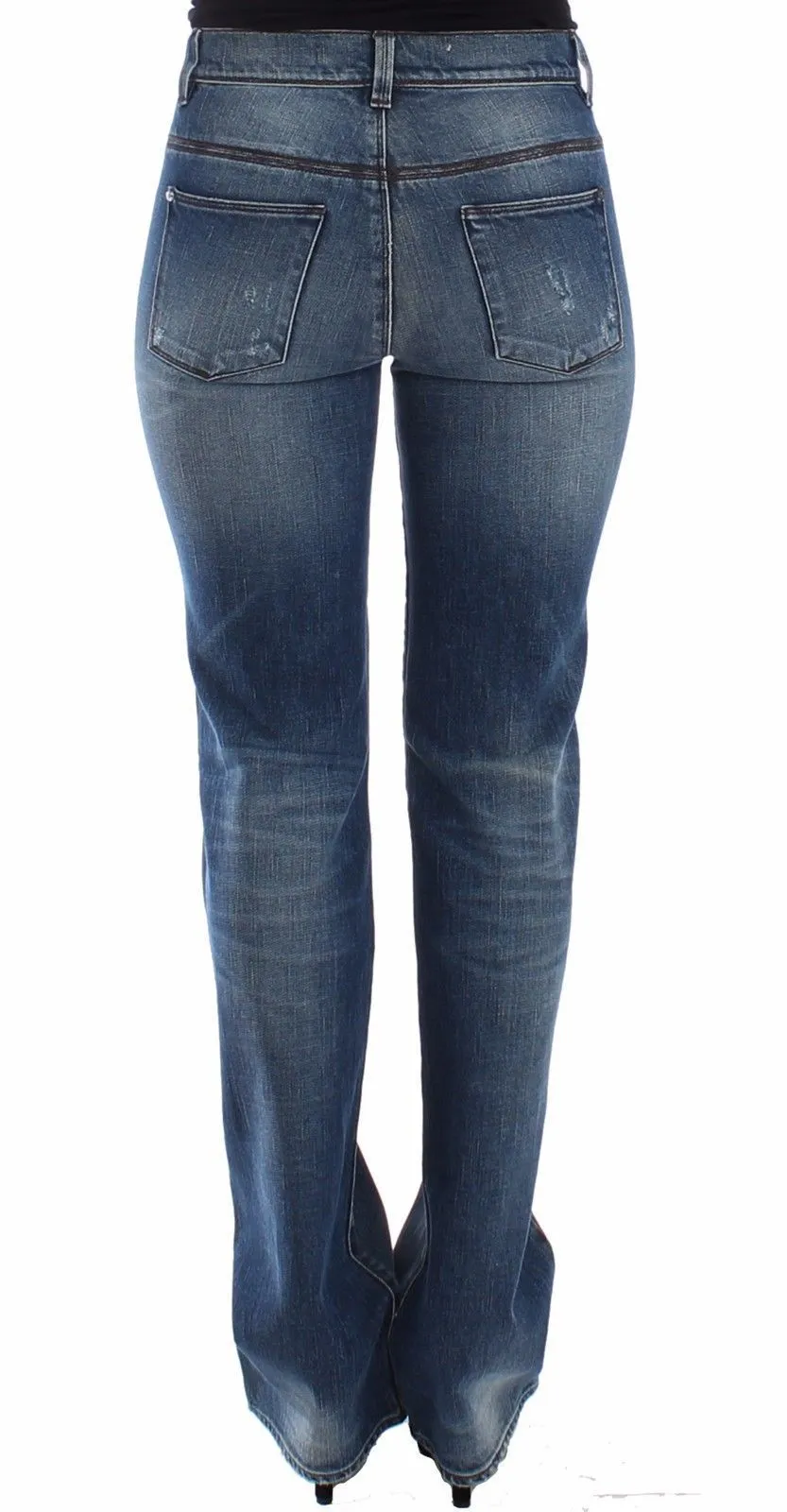 Blue Straight Jeans Denim Pants High Waist