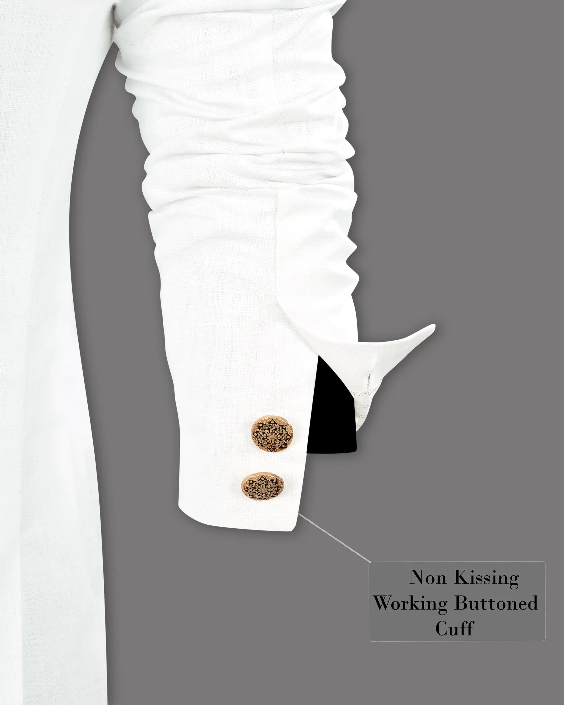 BRIGHT WHITE LUXURIOUS LINEN BANDHGALA/MANDARIN PERFORMANCE BLAZER