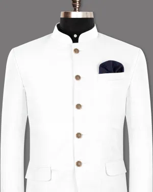 BRIGHT WHITE LUXURIOUS LINEN BANDHGALA/MANDARIN PERFORMANCE BLAZER