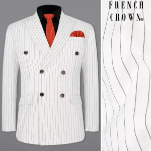 Bright White Striped Double Breasted Blazer