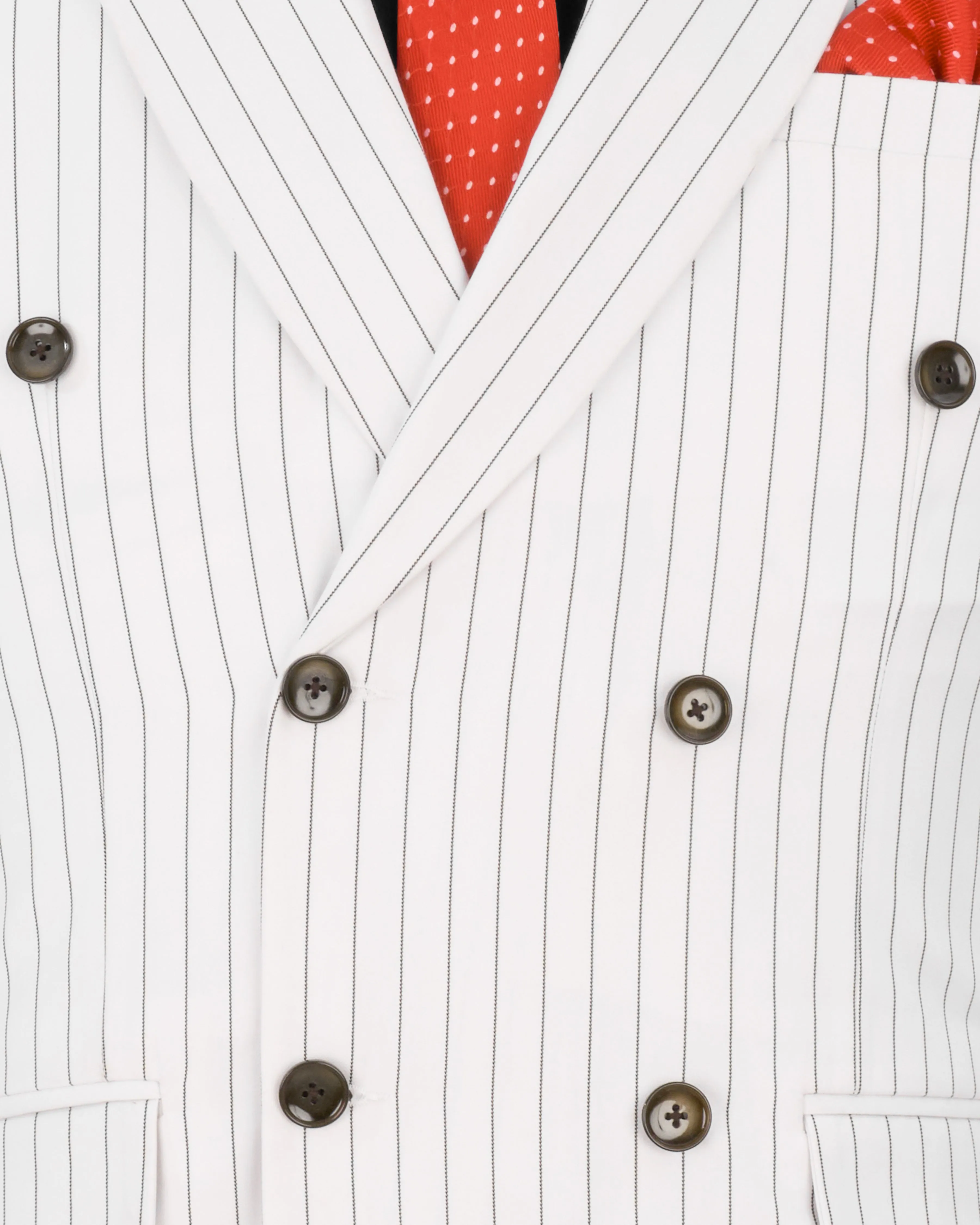 Bright White Striped Double Breasted Blazer