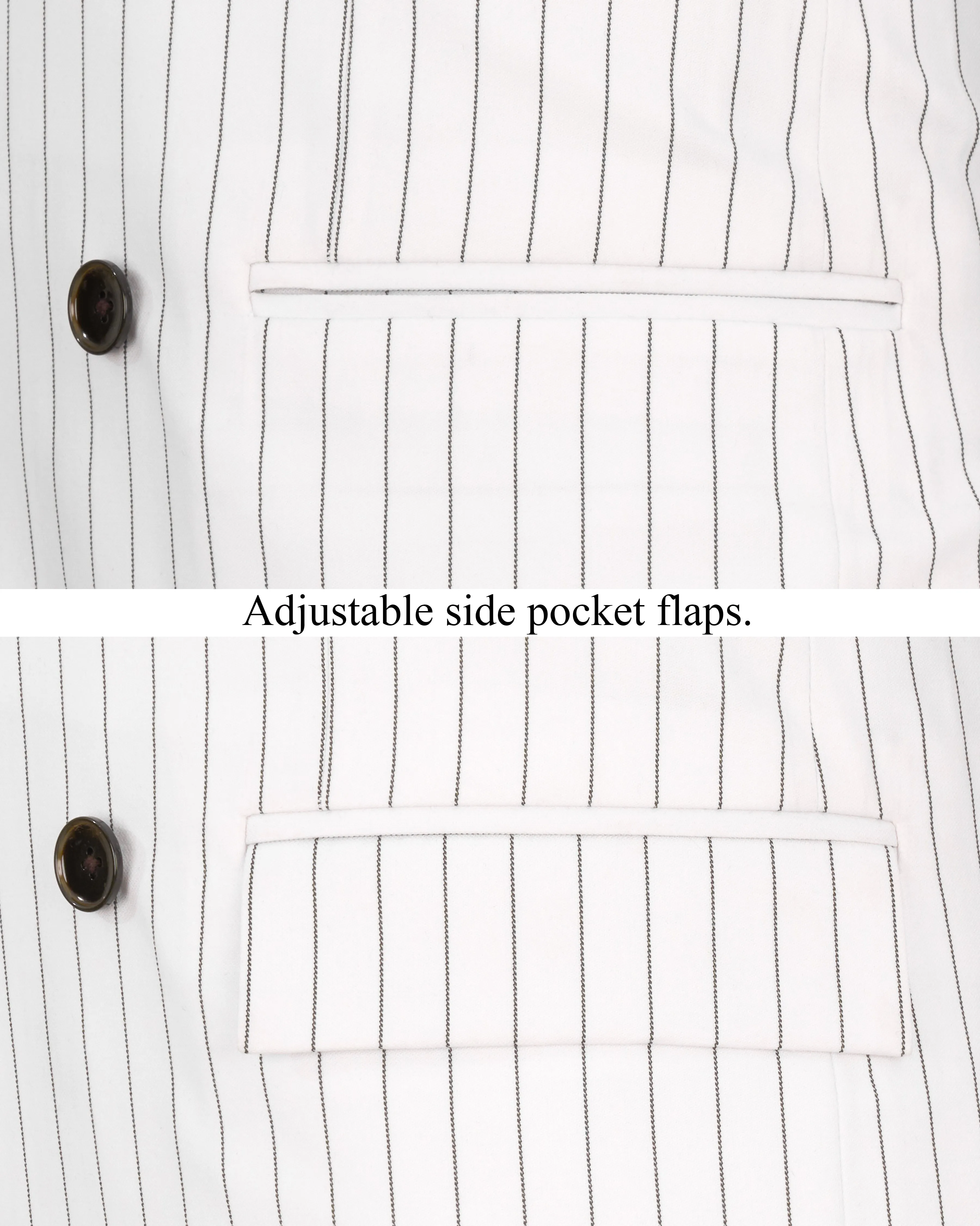 Bright White Striped Double Breasted Blazer