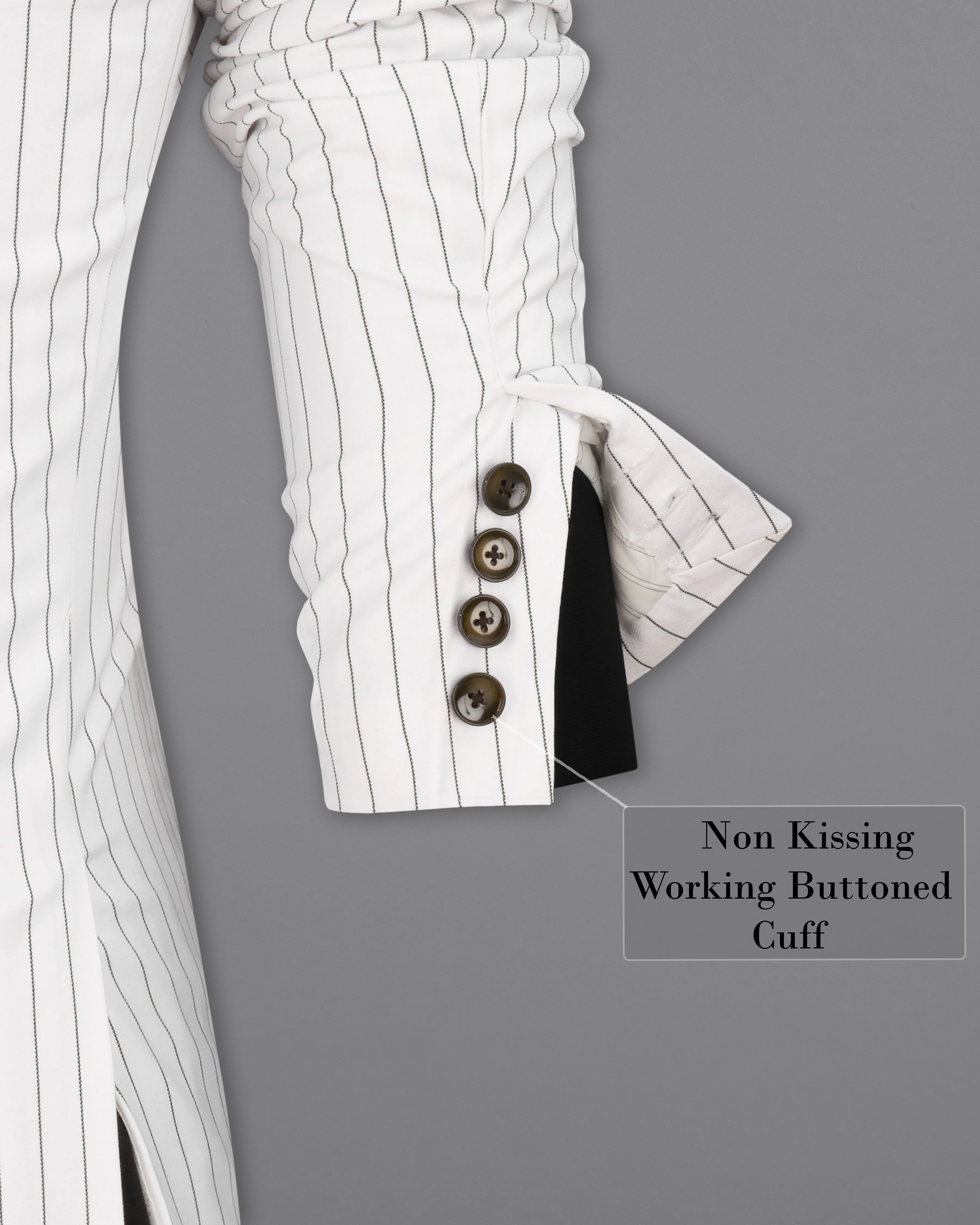 Bright White Striped Double Breasted Blazer