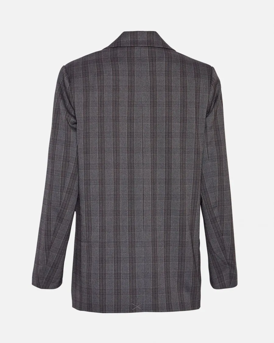 Calile Loose Blazer Check - Dark Grey