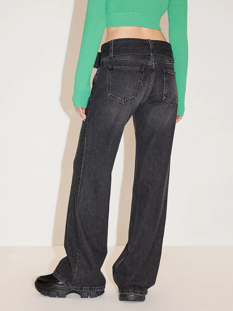 Cargo Flared Jeans With Detachable Belt