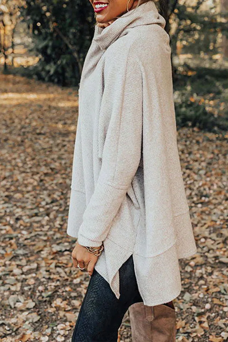 Casual Solid Solid Color Turtleneck Tops