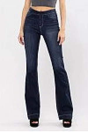 Cello Dark Blue High Flare Jegging