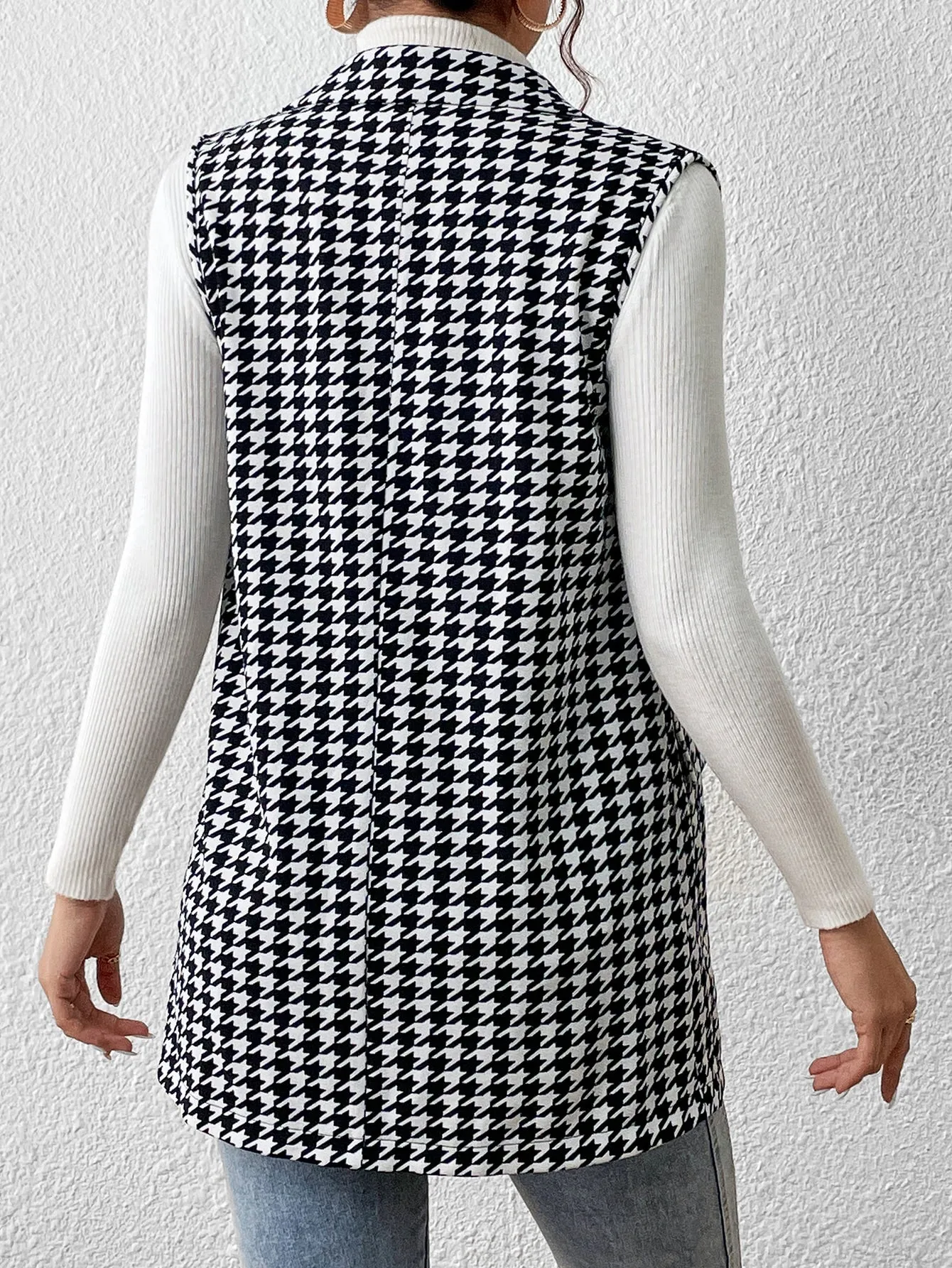 Cherry Vibes Blazer chaleco con estampado de pata de gallo