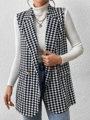 Cherry Vibes Blazer chaleco con estampado de pata de gallo