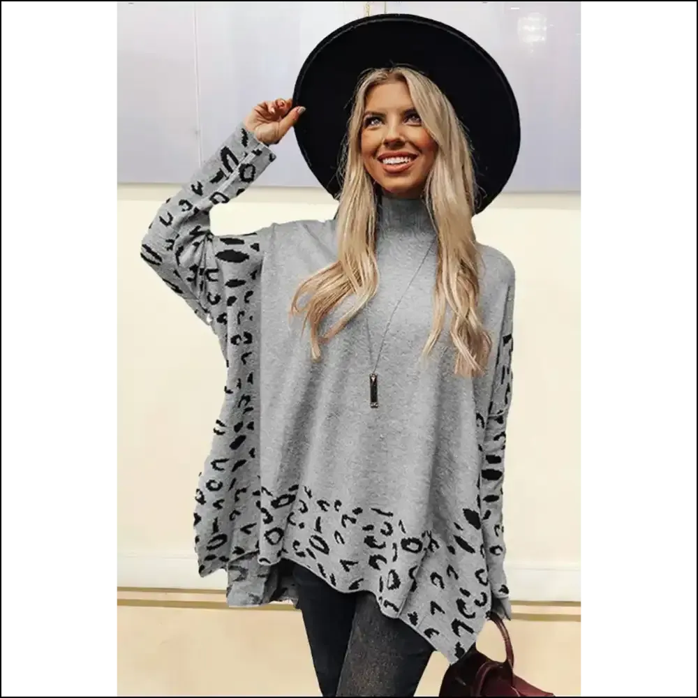 Chic Gray Leopard Sweater: Roar , Needful Things! 🐆