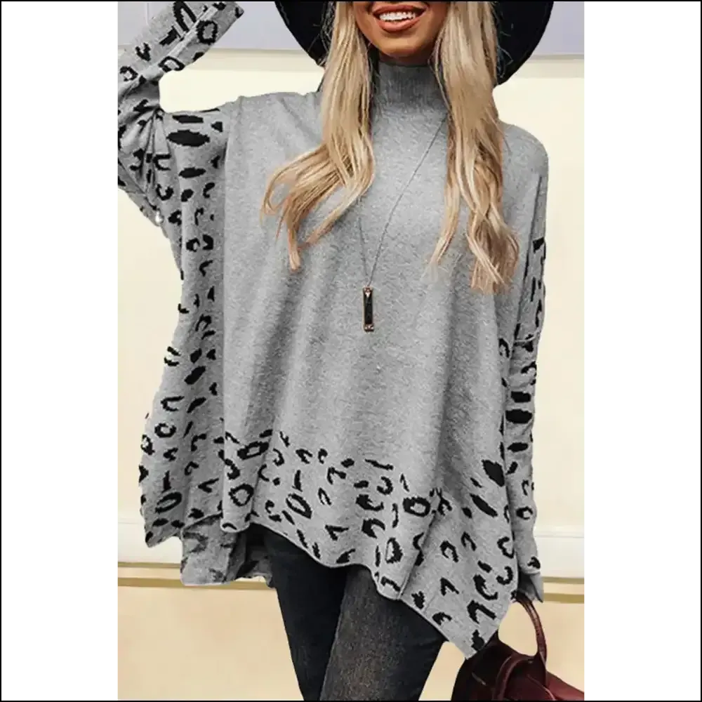 Chic Gray Leopard Sweater: Roar , Needful Things! 🐆
