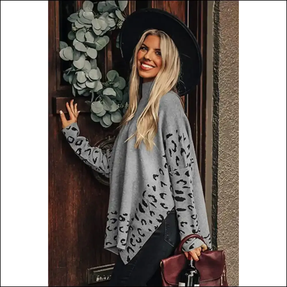 Chic Gray Leopard Sweater: Roar , Needful Things! 🐆