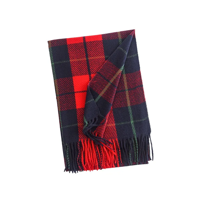 Christmas Red Plaid Scarf, Winter Fashion Scarf for Women, High-End Neck Warmer, Korean-Style, Warm Shawl C-2408012-1