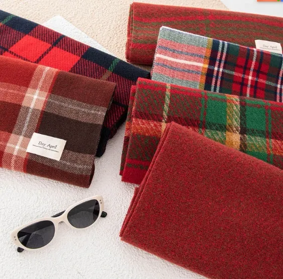 Christmas Red Plaid Scarf, Winter Fashion Scarf for Women, High-End Neck Warmer, Korean-Style, Warm Shawl C-2408012-1