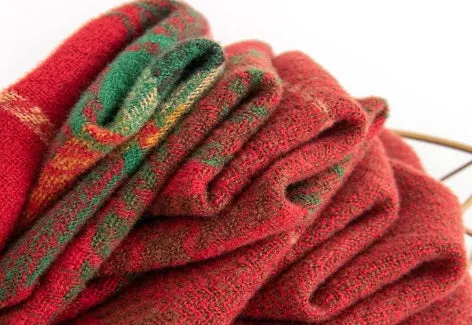 Christmas Red Plaid Scarf, Winter Fashion Scarf for Women, High-End Neck Warmer, Korean-Style, Warm Shawl C-2408012-1