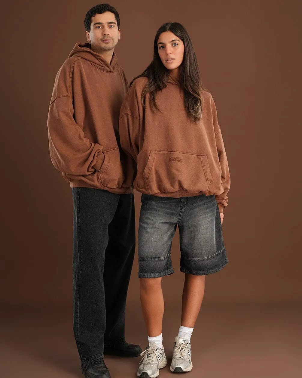 Coffee Washed Balloon Fit Hoodie