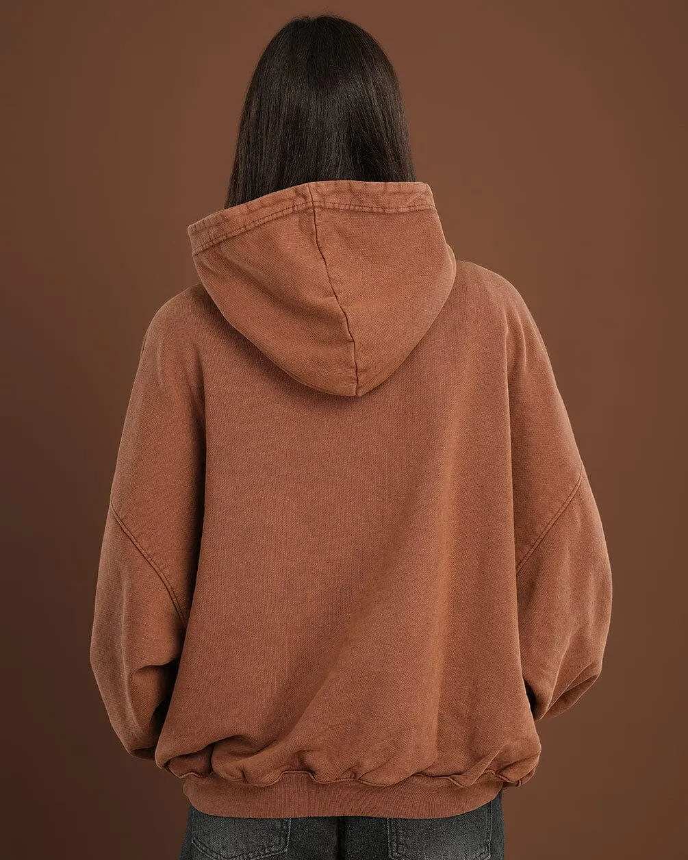 Coffee Washed Balloon Fit Hoodie
