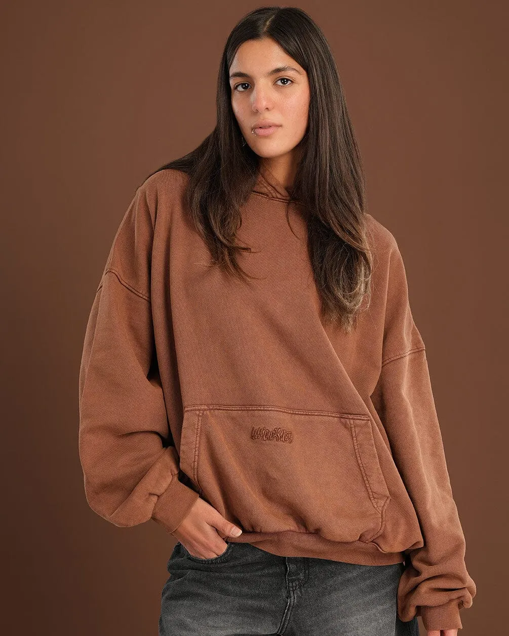 Coffee Washed Balloon Fit Hoodie