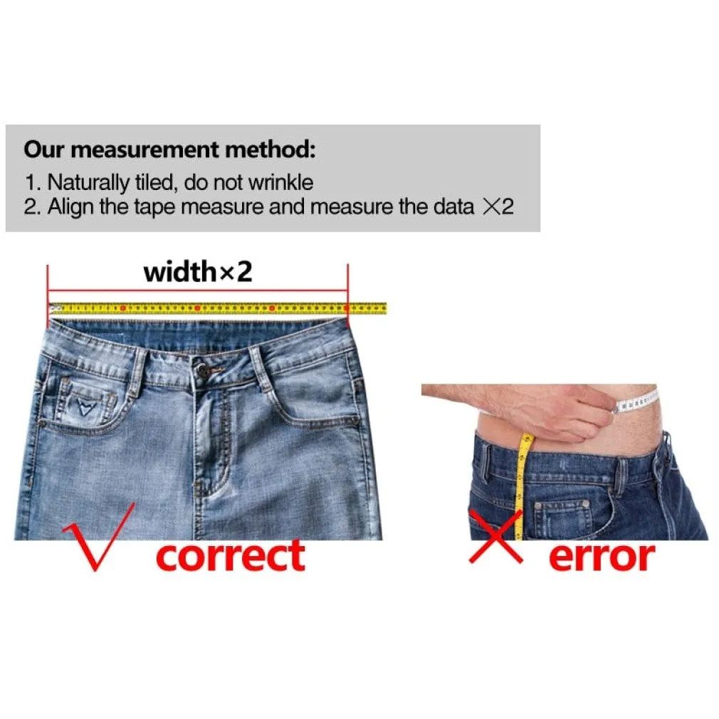 ContiNent 33 Spring Autumn Men's Smart Jeans Business Fashion Straight Regular Blue Stretch Denim Trousers Classic Men Plus Size 28-40