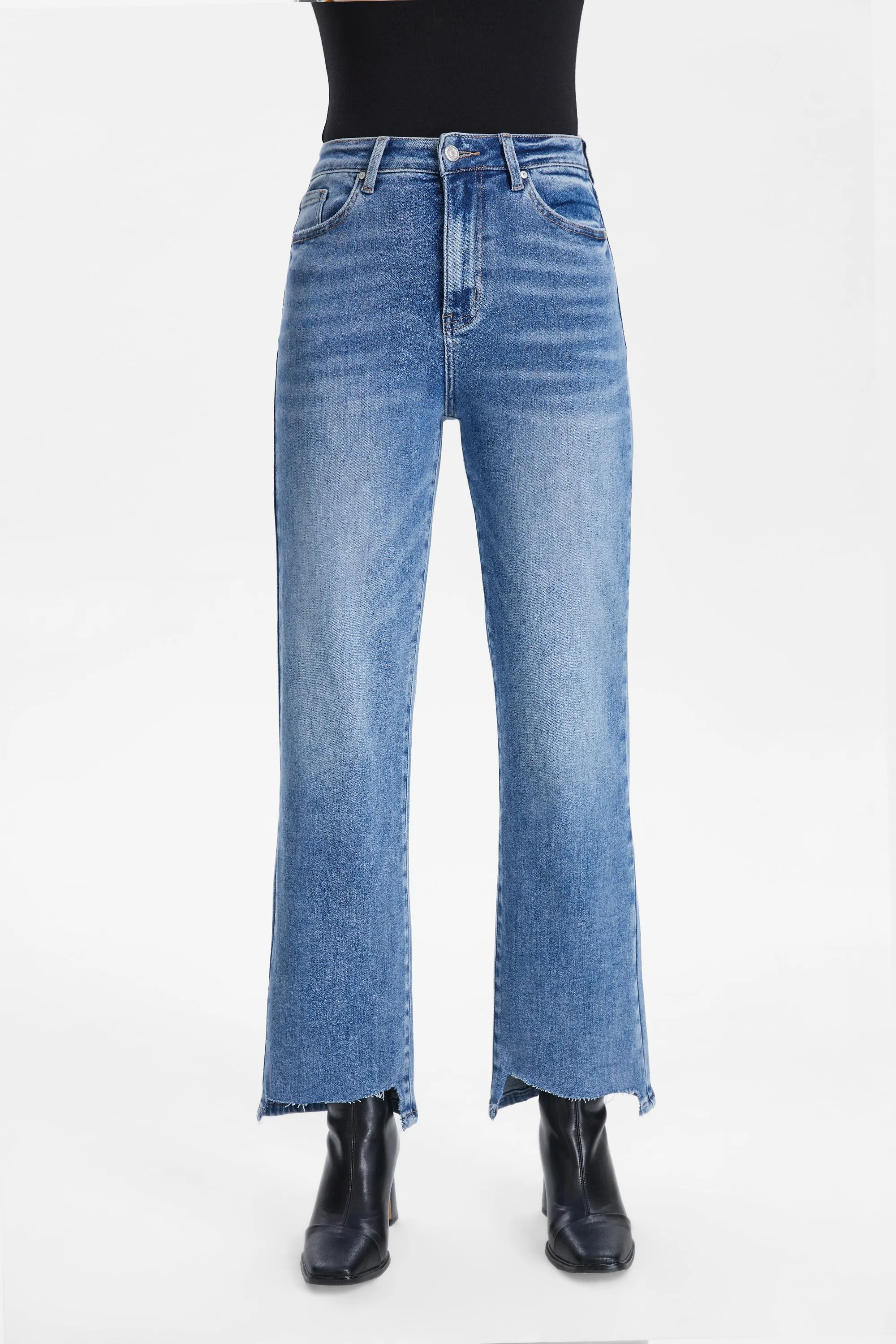 Cornflower Blue High Rise Straight Jean