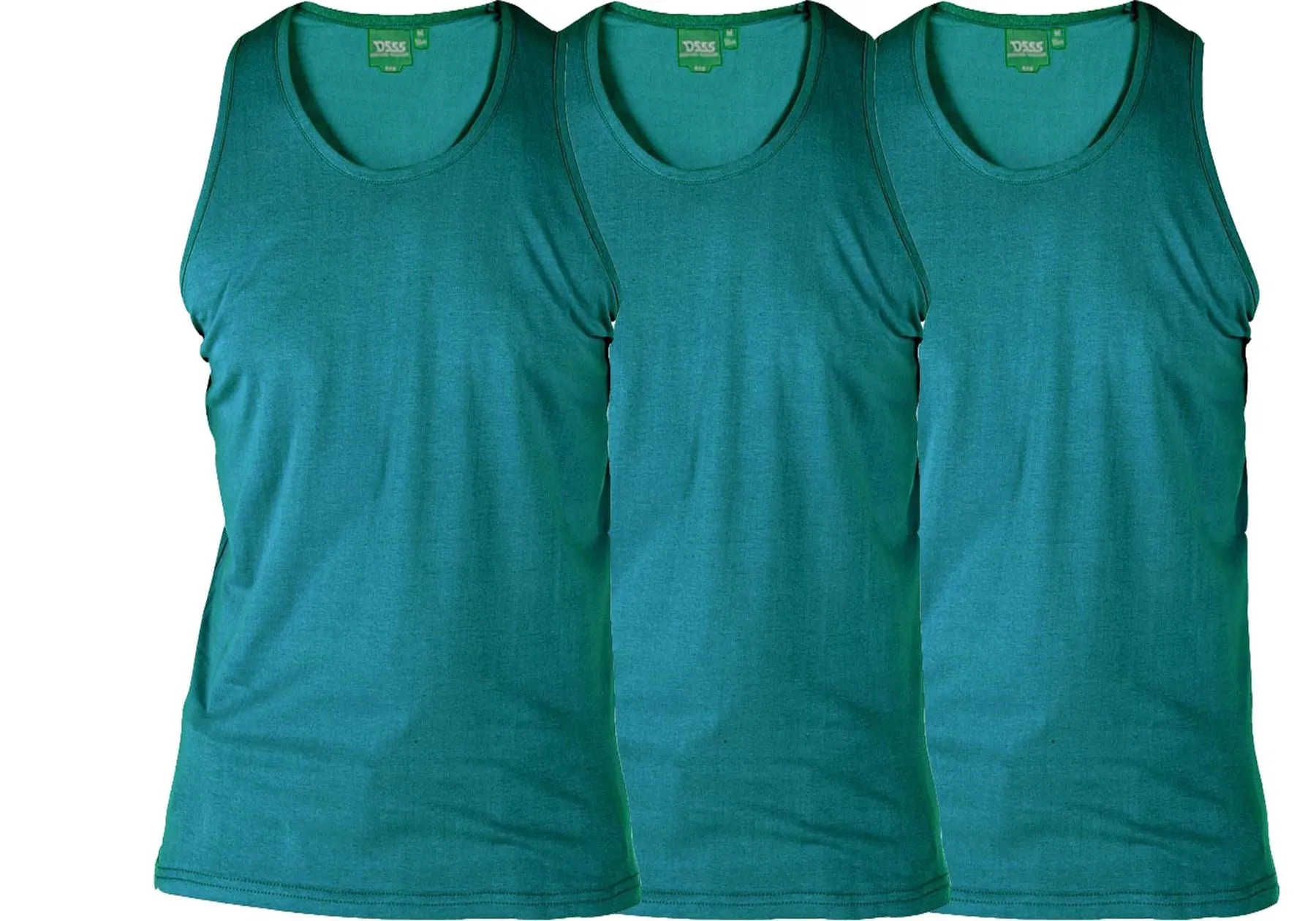 D555 Pure Cotton Long Length 3 Pack Vests