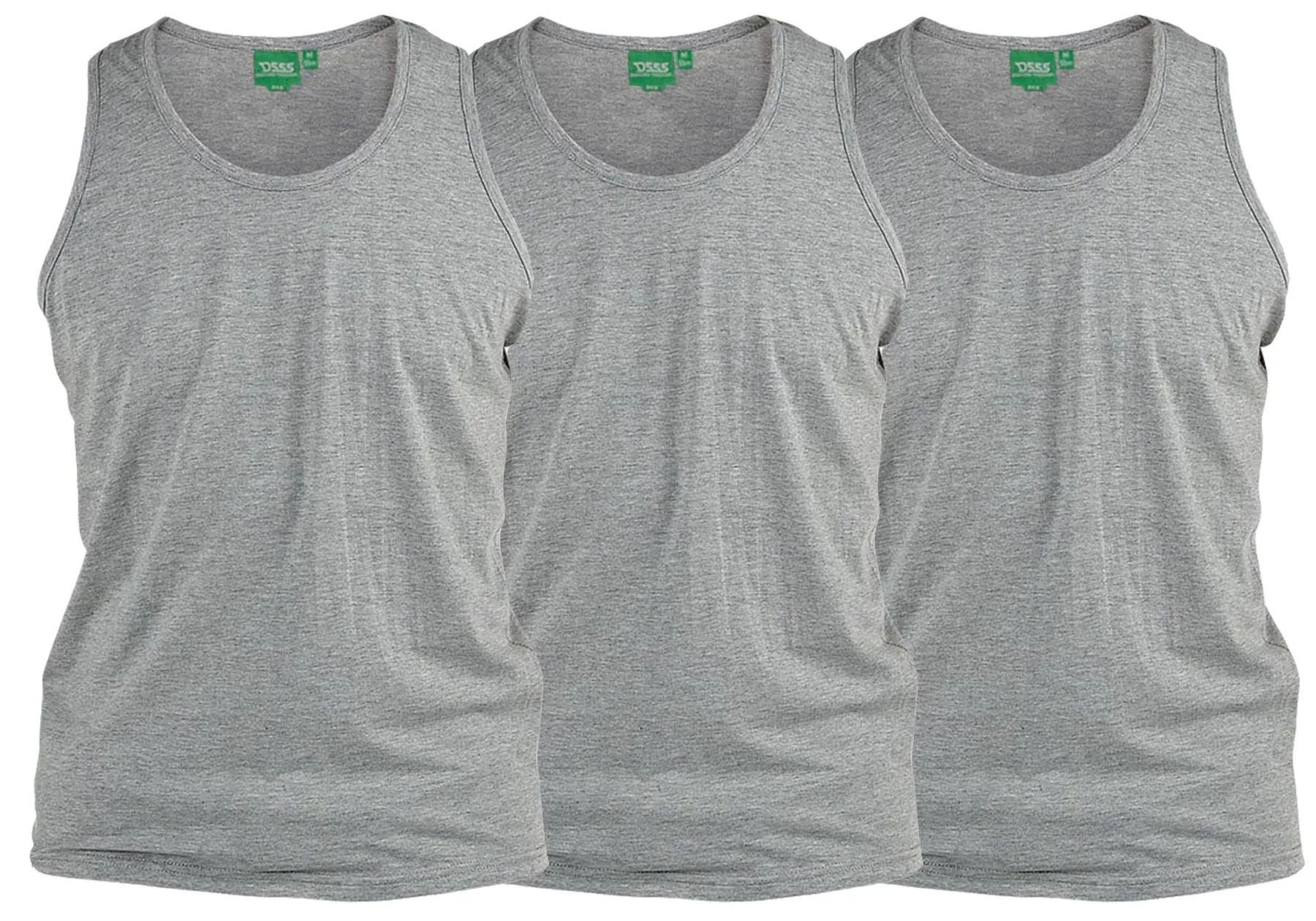 D555 Pure Cotton Long Length 3 Pack Vests