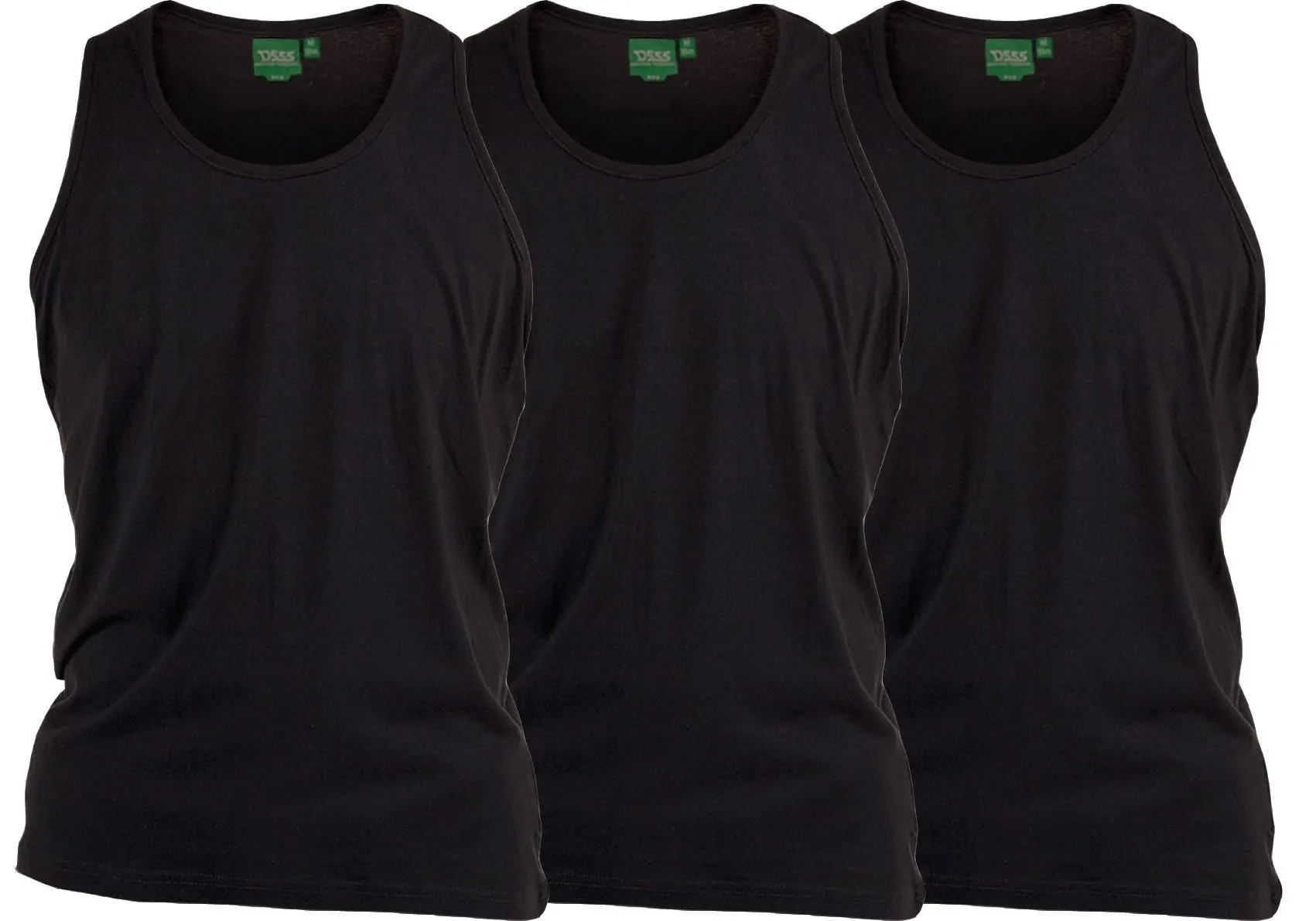 D555 Pure Cotton Long Length 3 Pack Vests
