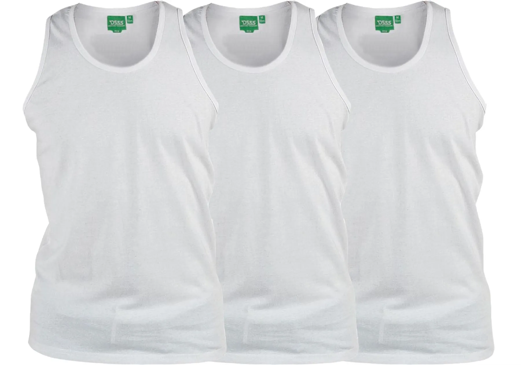 D555 Pure Cotton Long Length 3 Pack Vests