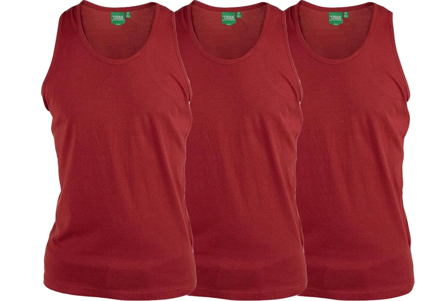 D555 Pure Cotton Long Length 3 Pack Vests