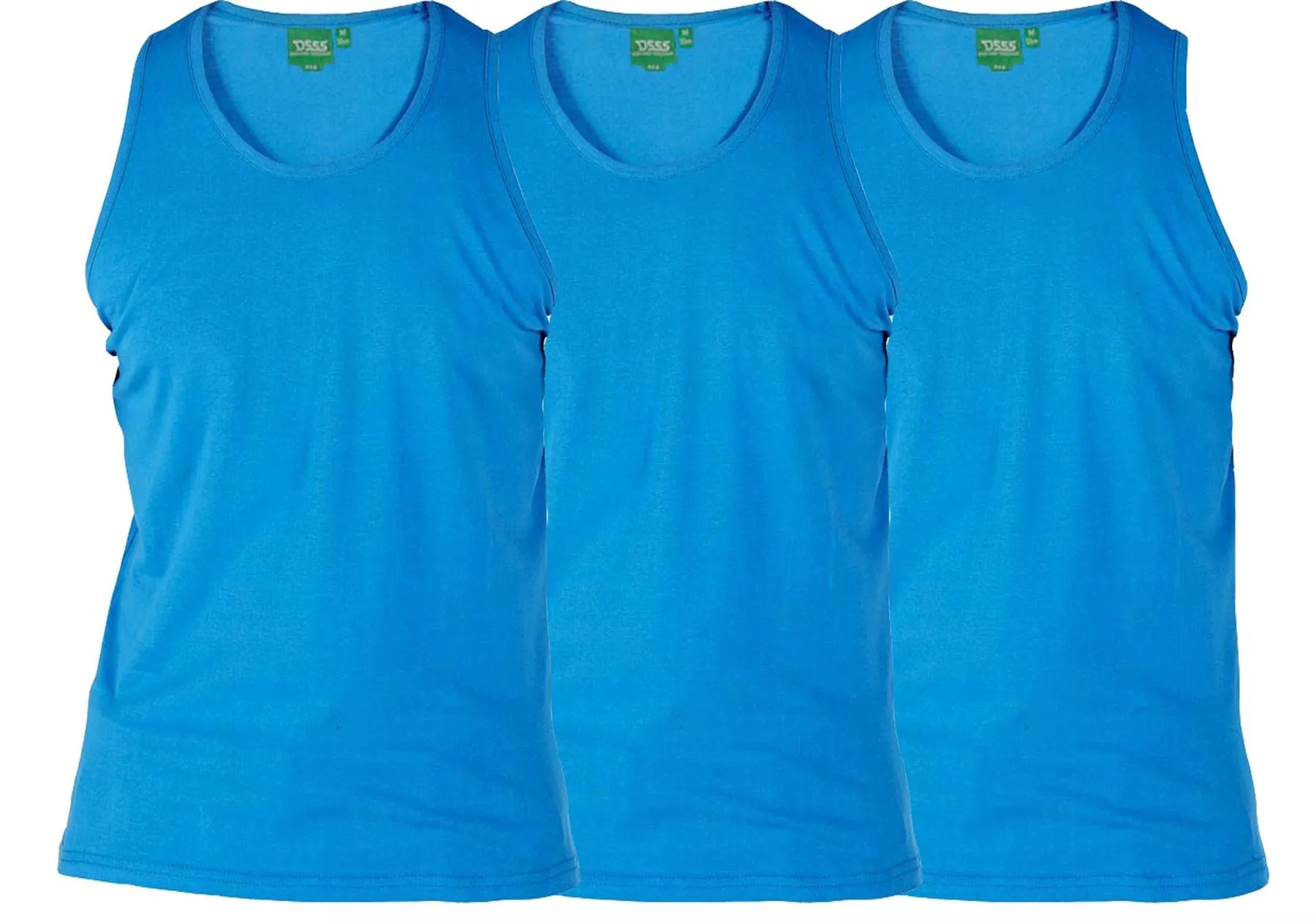 D555 Pure Cotton Long Length 3 Pack Vests
