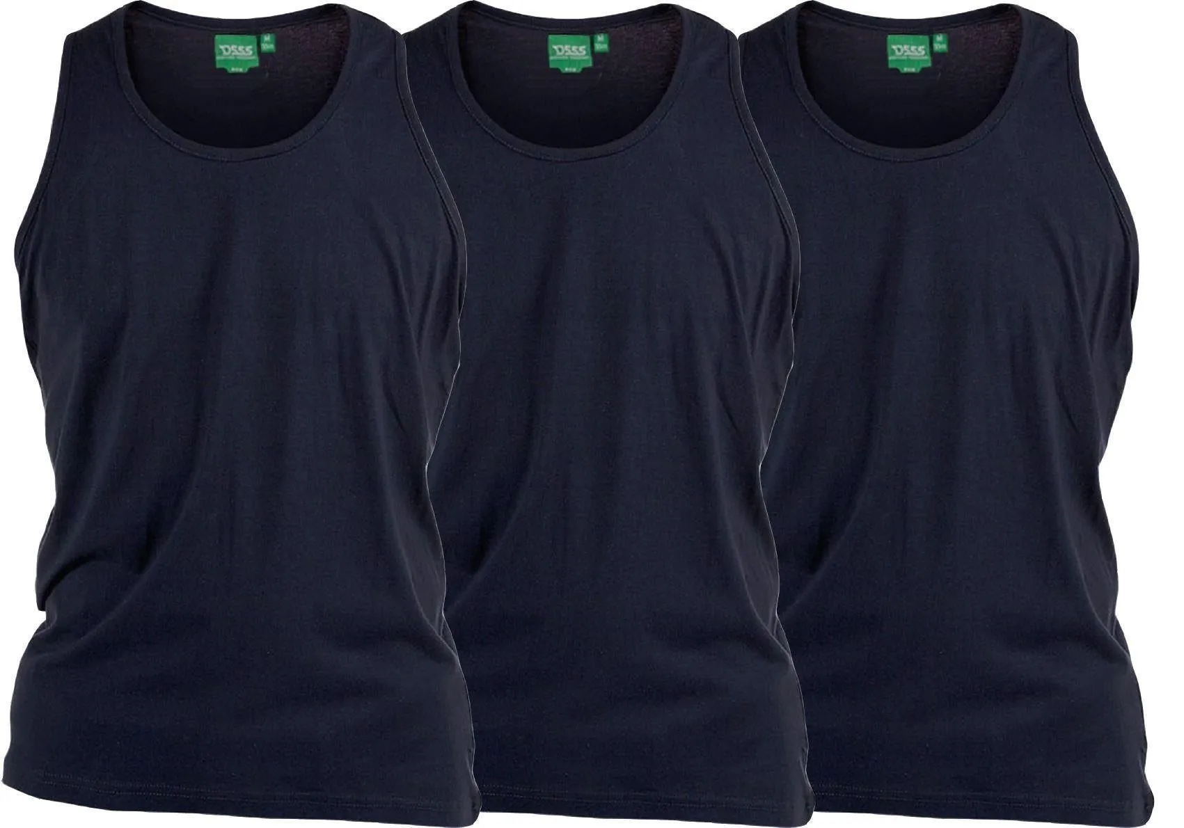 D555 Pure Cotton Long Length 3 Pack Vests