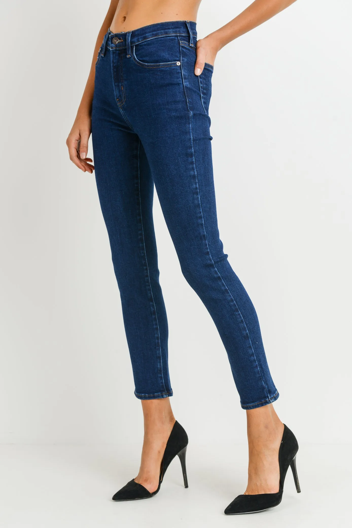 Dark Denim High Waist Cigarette Jeans