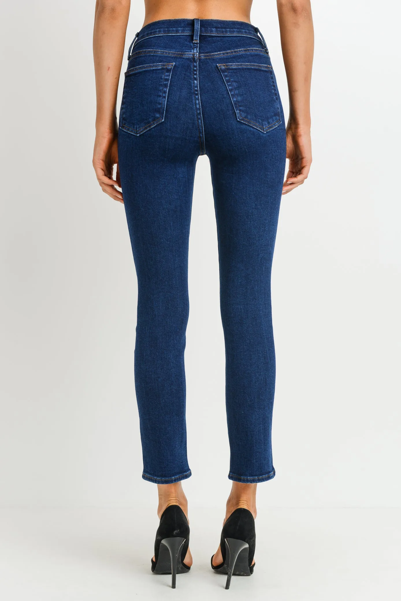 Dark Denim High Waist Cigarette Jeans